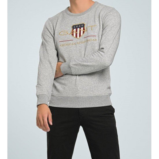 Ανδρικο Φούτερ λαιμοκοψη Gant American Sportwear γκρι Ανδρικο Φούτερ λαιμοκοψη Gant American Sportwear γκρι